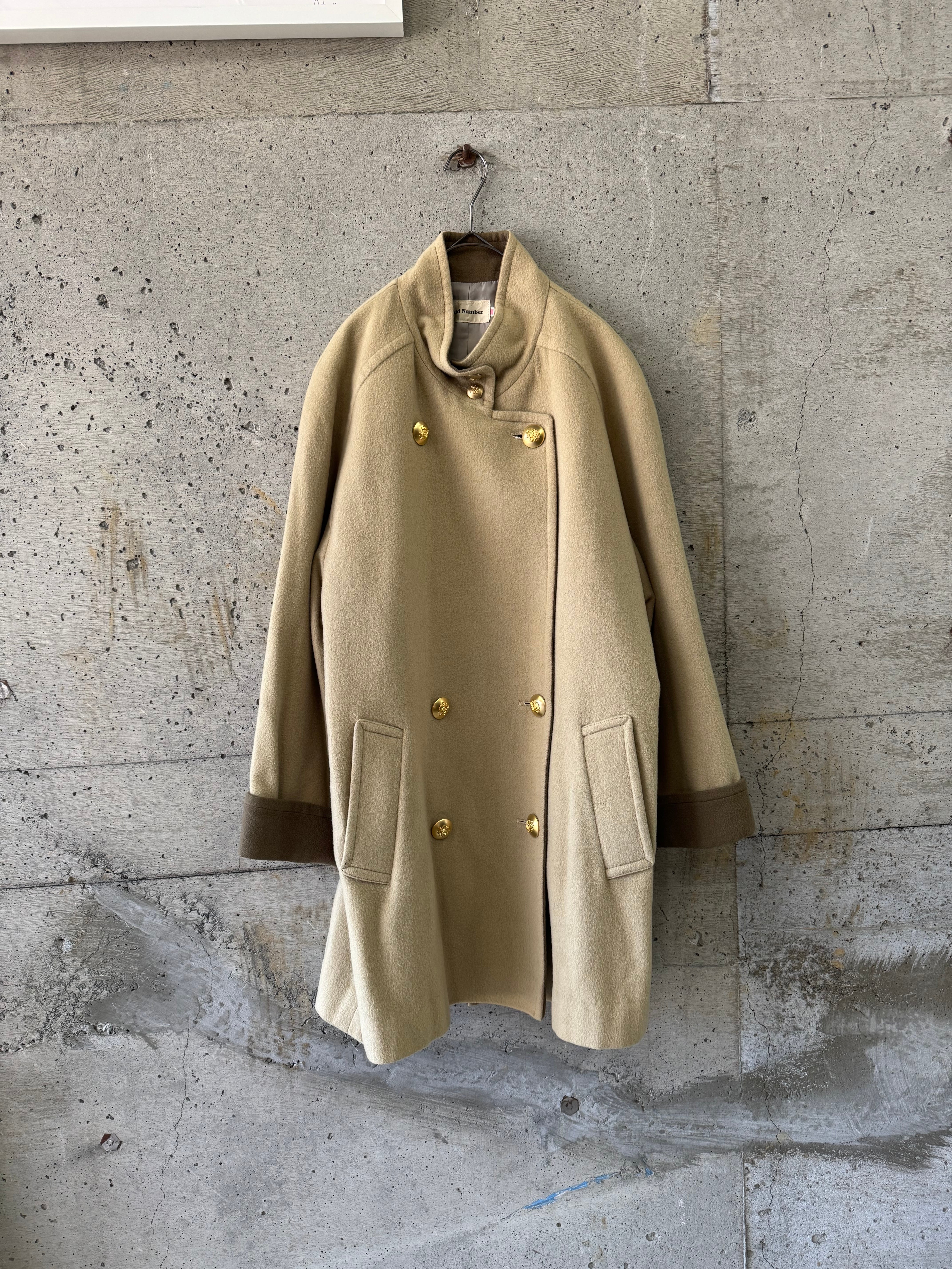 Beige wool stand-collar coat