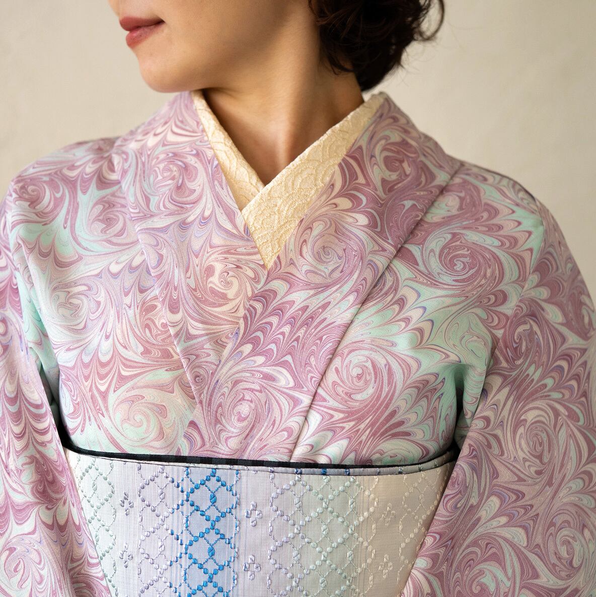セオアルファ 浴衣 薔薇 ピンク 撫松庵 セオ 浴衣 薔薇柄 未使用品