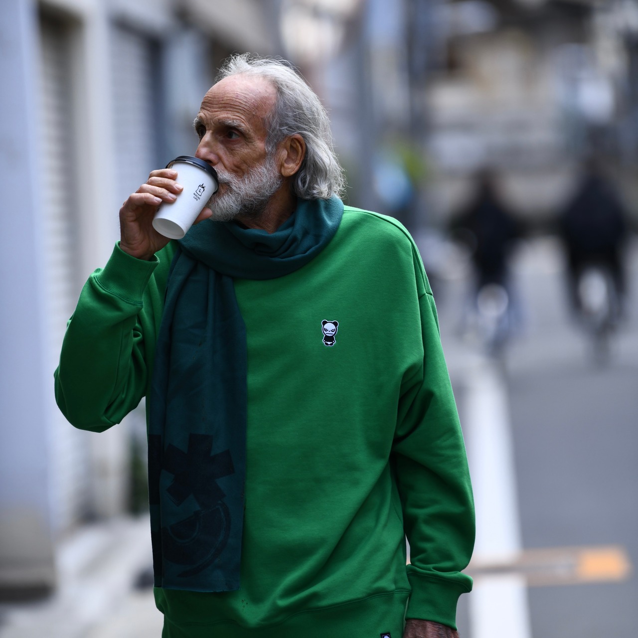 【HIPANDA ハイパンダ】男女兼用 クルーネック スウェット トレーナー UNISEX CREW NECK SWEAT SHIRT / WHITE・BLACK・KHAKI・DARK GREEN・GREEN