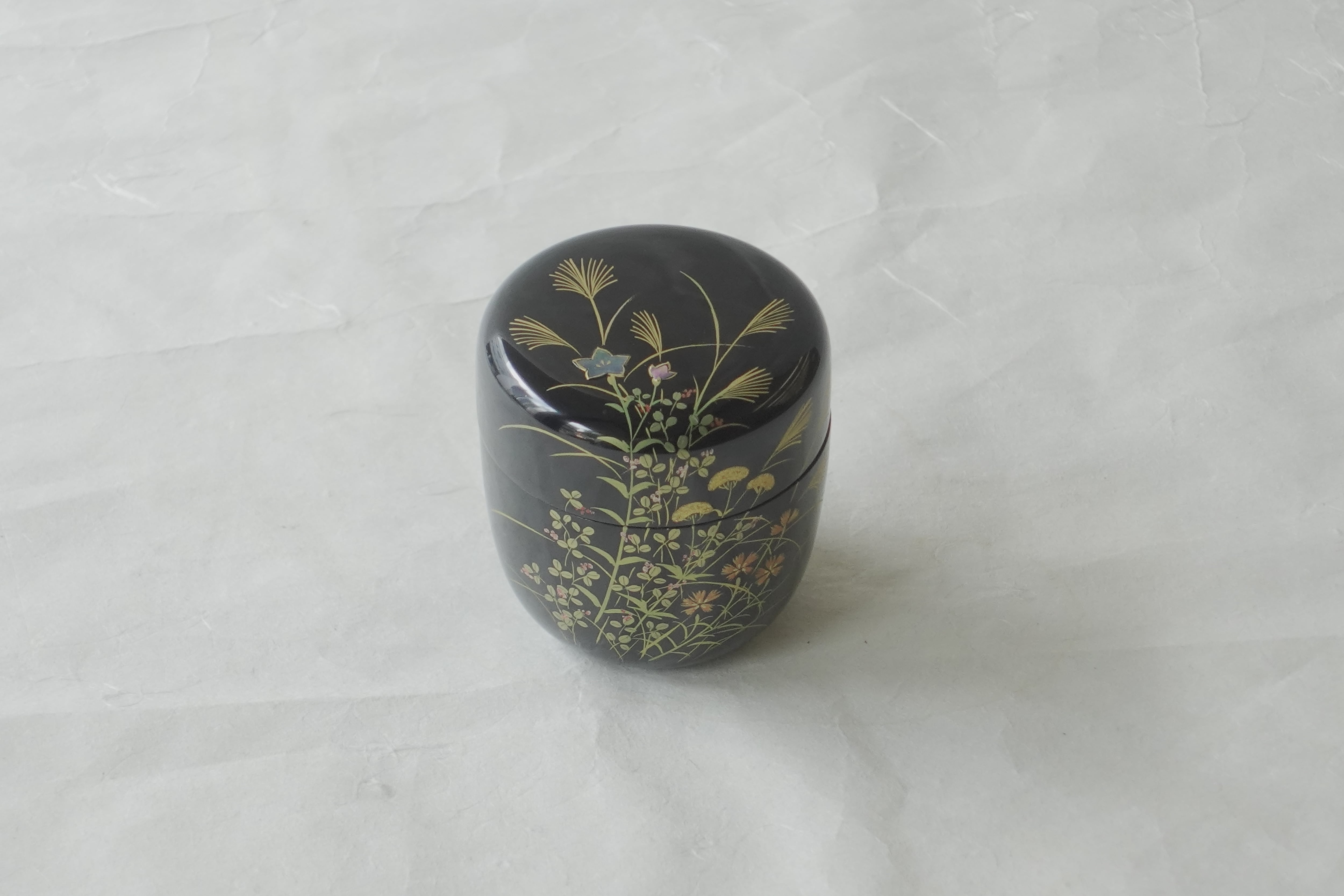 常滑焼_陶元作_菊柄彫刻の棗