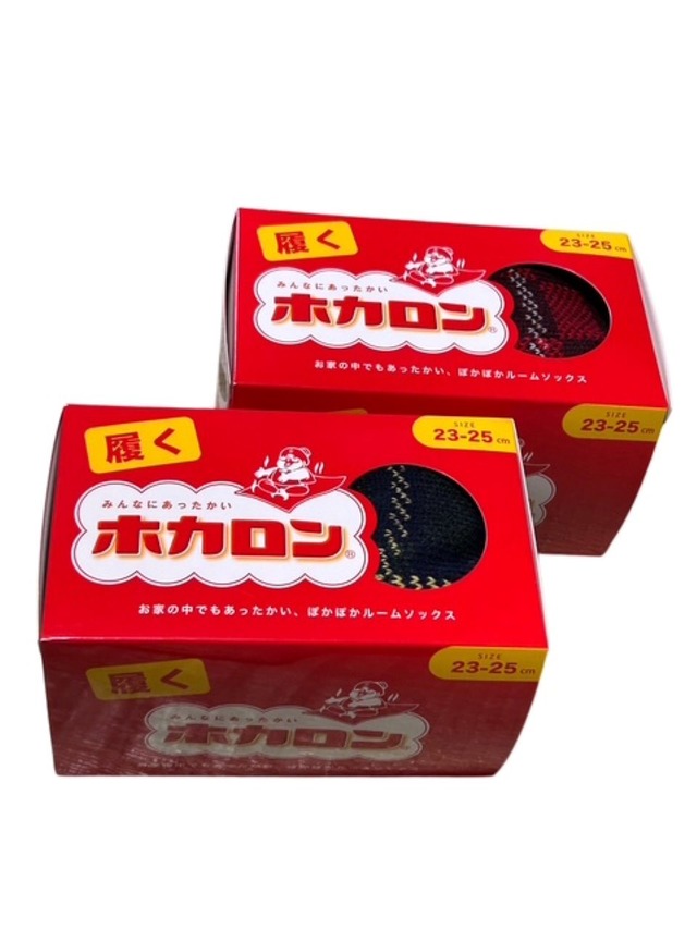 チェック ホカロン レディース ロゴ ソックス　裏ボア付きの画像