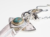 P-069 feather L （L）＋Heart feather＋K18 rope (turquoise)