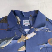 HOUSTON/ヒューストン x伊藤若冲COTTON RAYON ALOHA SHIRT(魚くし)/アロハシャツ