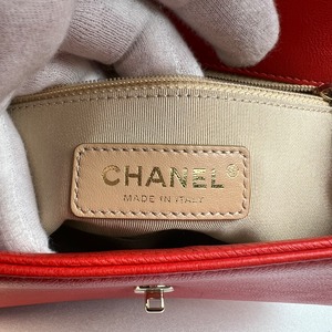 CHANEL シャネル  クリックラベル 2way カーフスキン ショルダーバッグ オレンジ A-12450