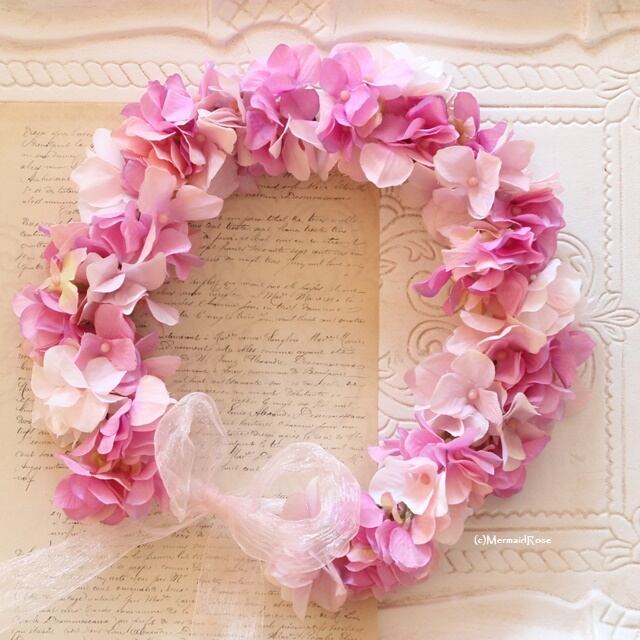 花冠ボリュームアジサイｍ 17 Blue 花かんむり 選べる25色 一目惚れする花雑貨ウチソトリース マーメイドローズ