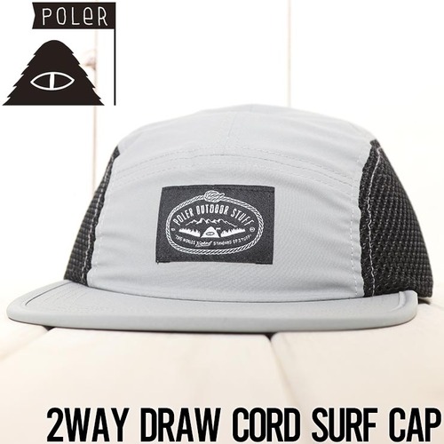 帽子 サーフキャップ ストラップ付き POLeR ポーラー 2WAY DRAW CORD SURF CAP 241MCV0325 GRY 日本代理店正規品