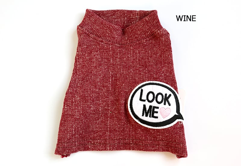 【数量限定特価】LOOKMEコーデュロイニット XS ~ XL 3color  /  犬服 長袖 ハイネック 犬の服 部屋着 室内着 小型犬 中型犬 大型犬 ドッグウェア