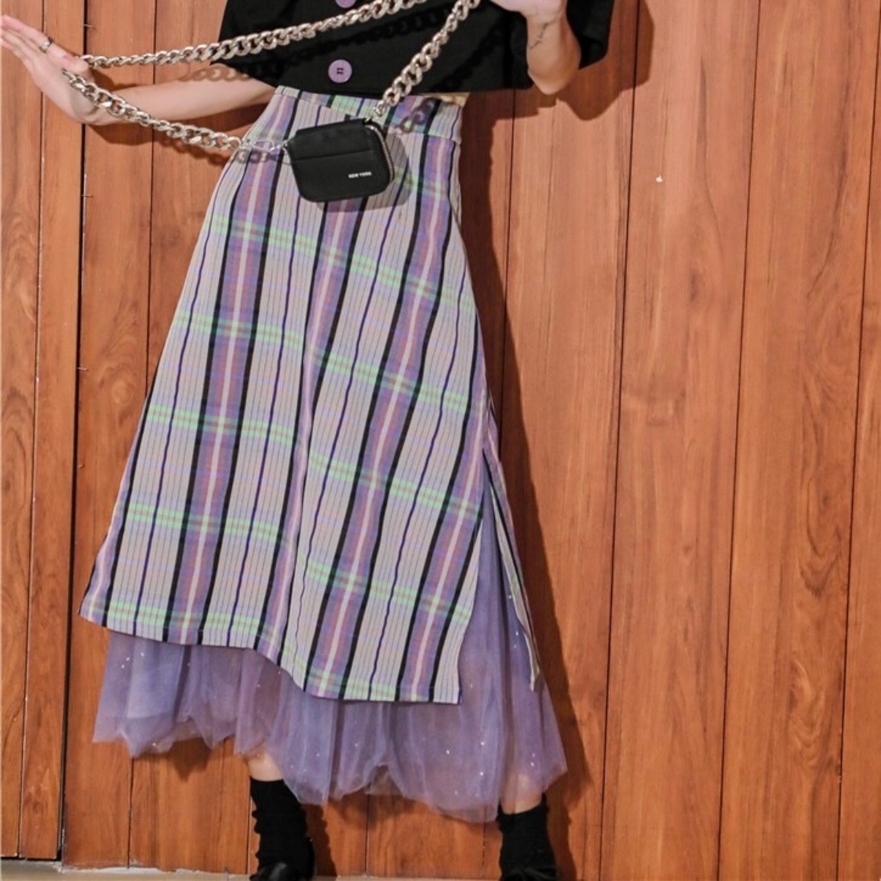 Purple plaid skirt