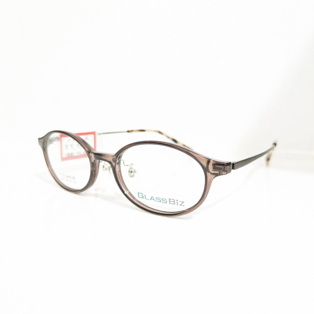 【GLASS BiZ】オーバルセルフレーム クリアブラウン