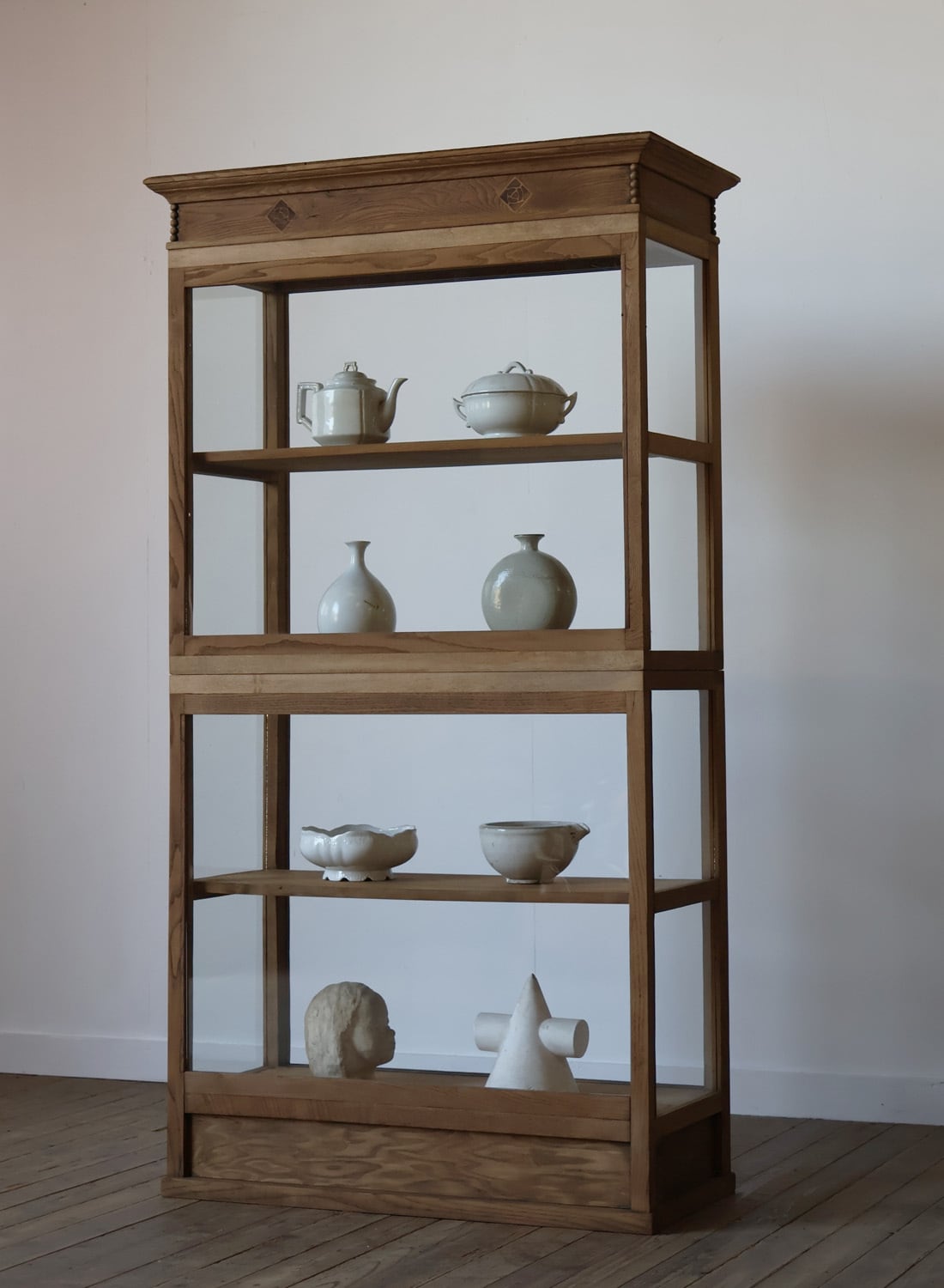 引き出し2杯古い卓上4面ガラスショーケース YZ2593 | 道具屋ohyama