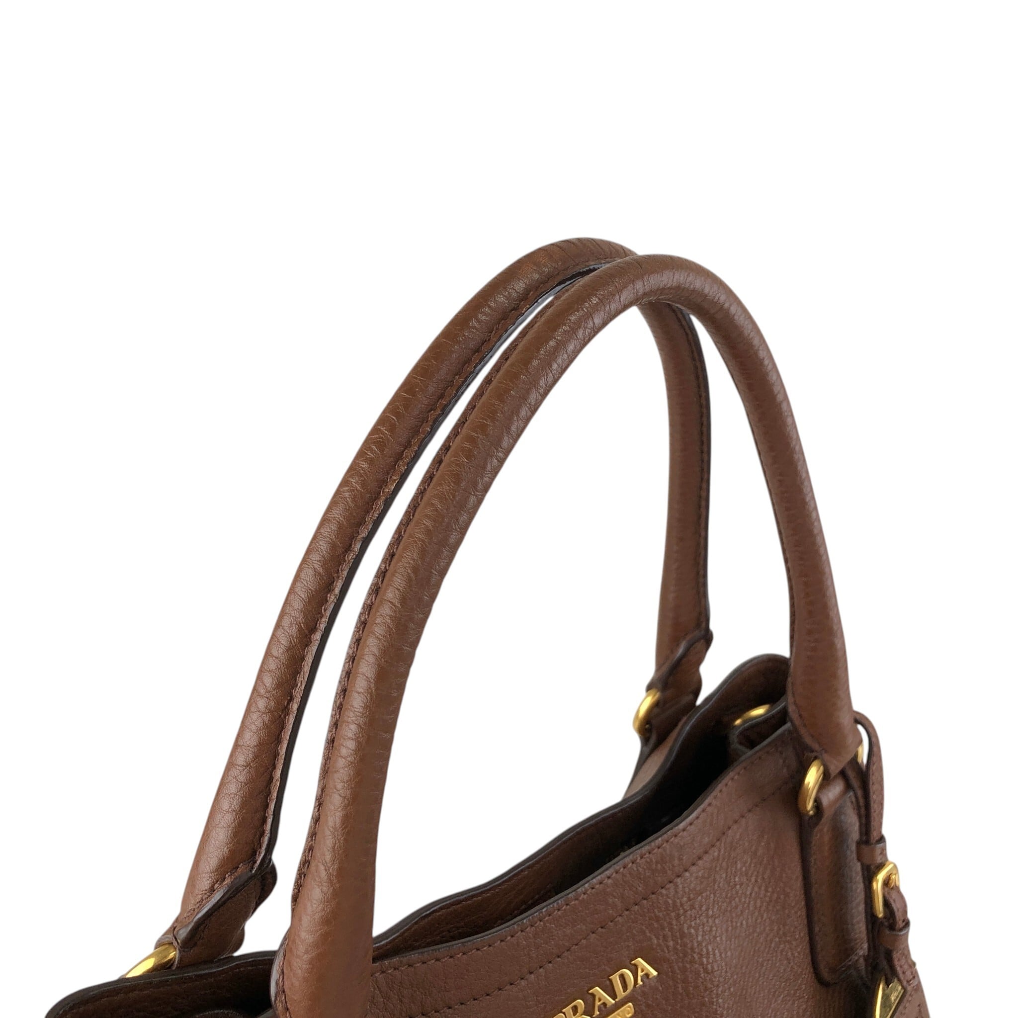 PRADA プラダ ショルダーバッグ ブラウン ロゴ レザー 2WAY vintage