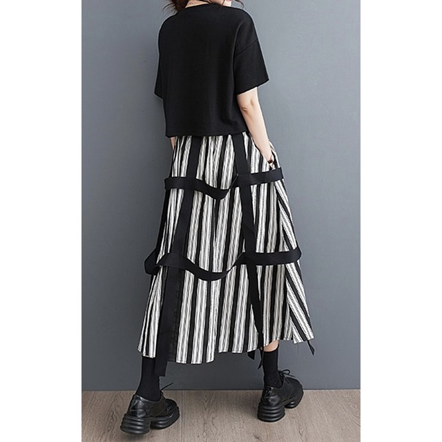 Ribbon checked midi skirt C0225