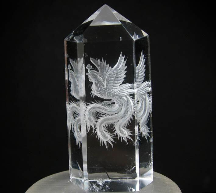 天然本水晶 鳳凰掘り水晶☆立体彫りD233 | 水晶・天然石アクセサリーの