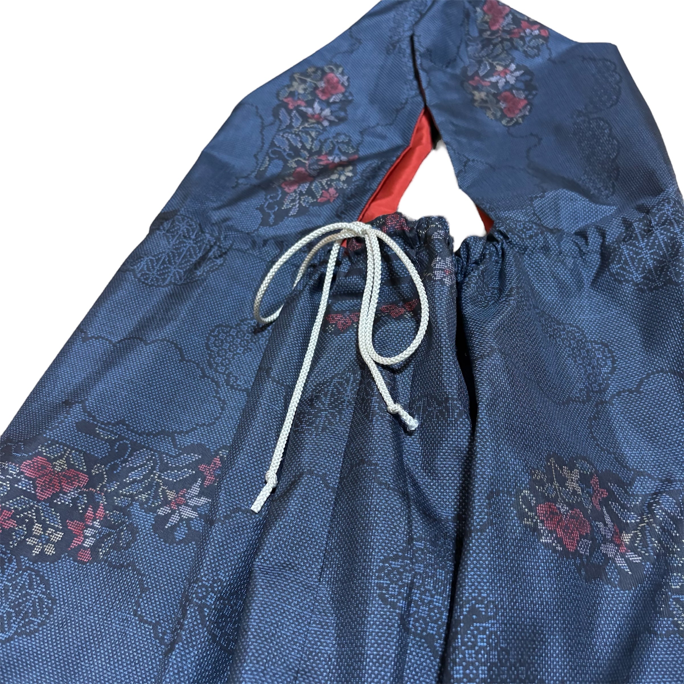 大島紬 着物リメイク ジャンパースカート 巾着スタイル 9マルキ 雲取り