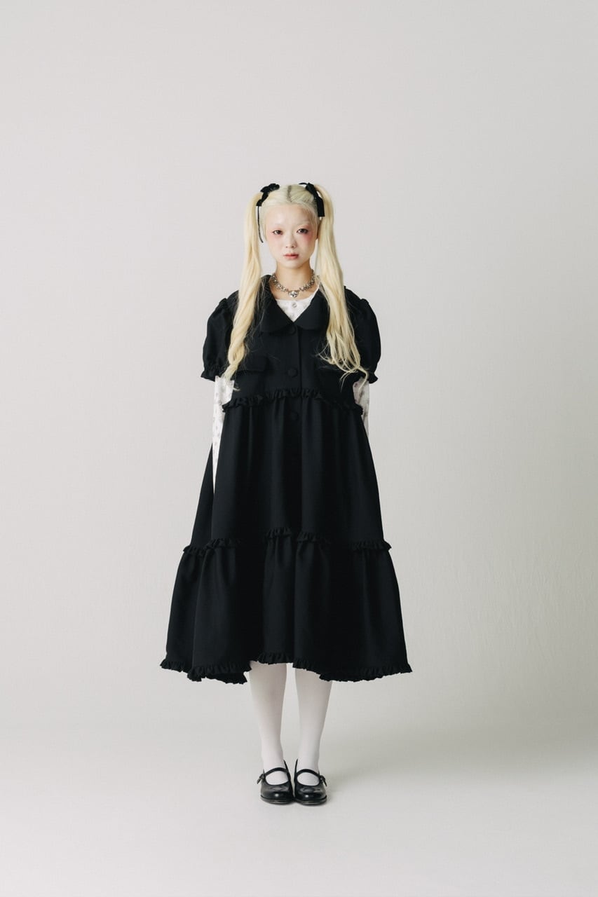 リボンカラーワンピース　BLACK