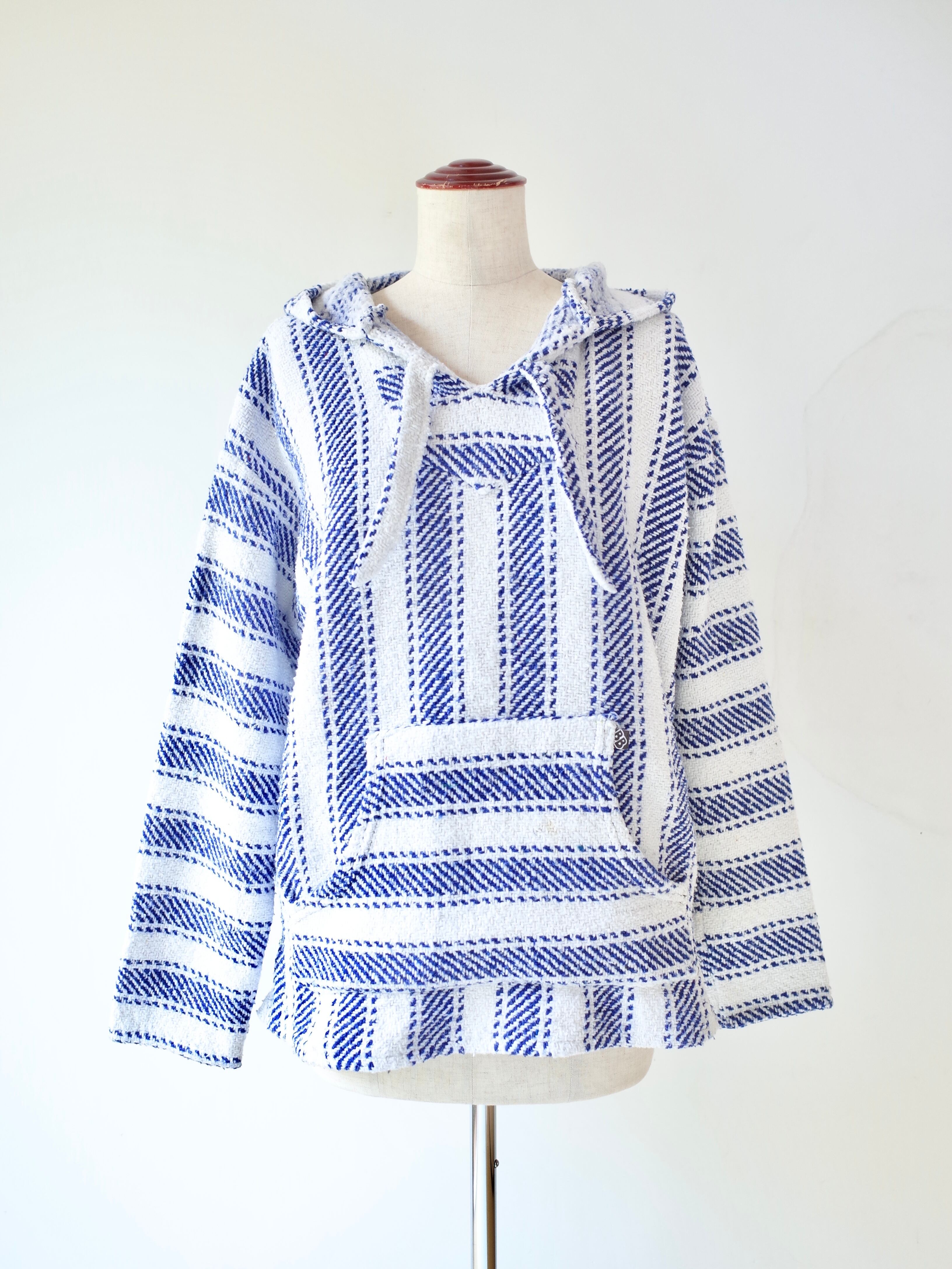 Mexican baja hoodie "white×blue"