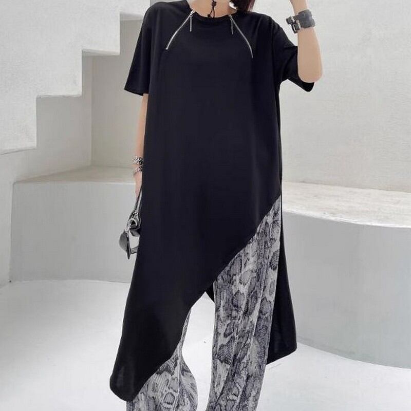 バイアスカットロング丈半袖カットソー R0158