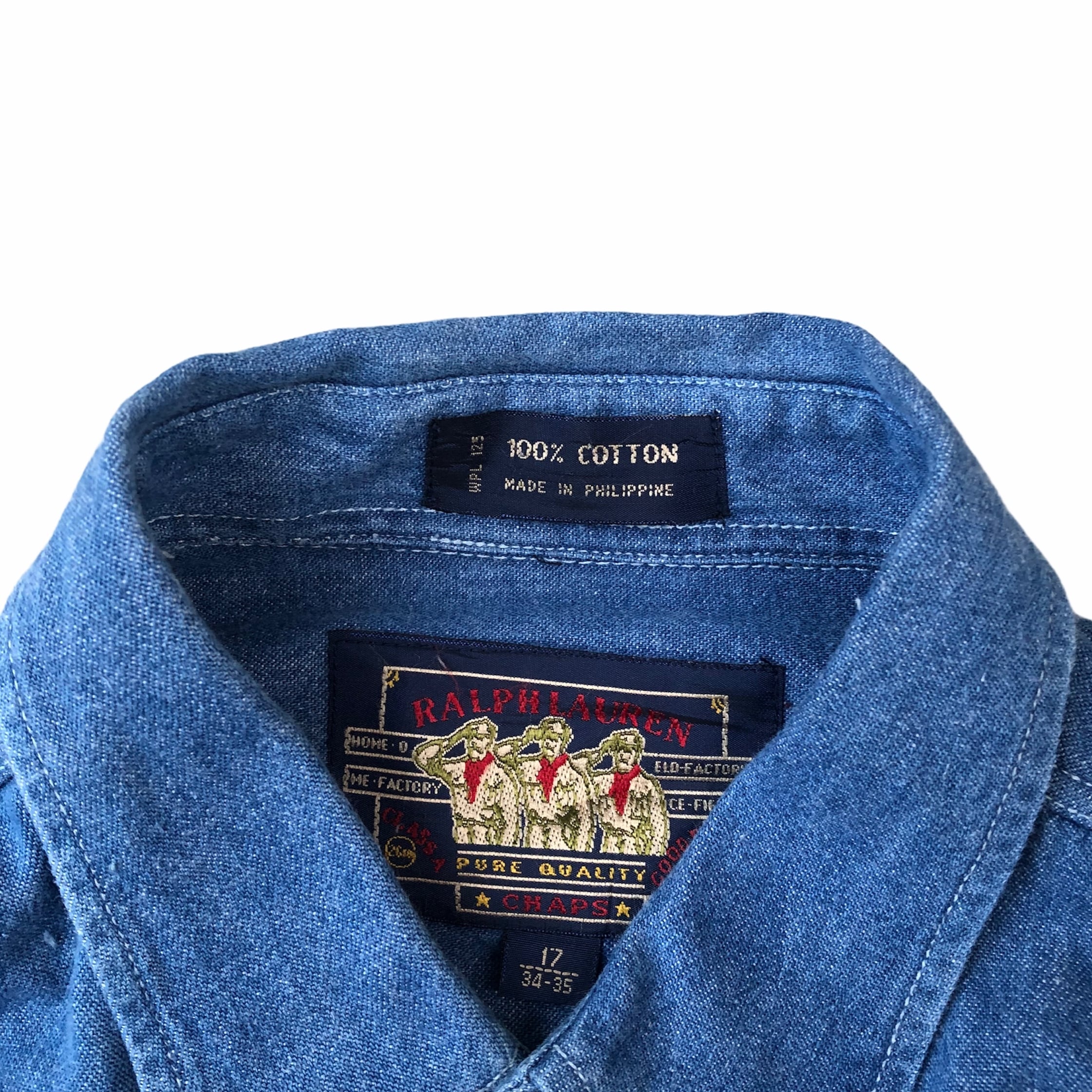 90s CHAPS Ralph Lauren denim B.D shirts デニムシャツ ラルフ ...