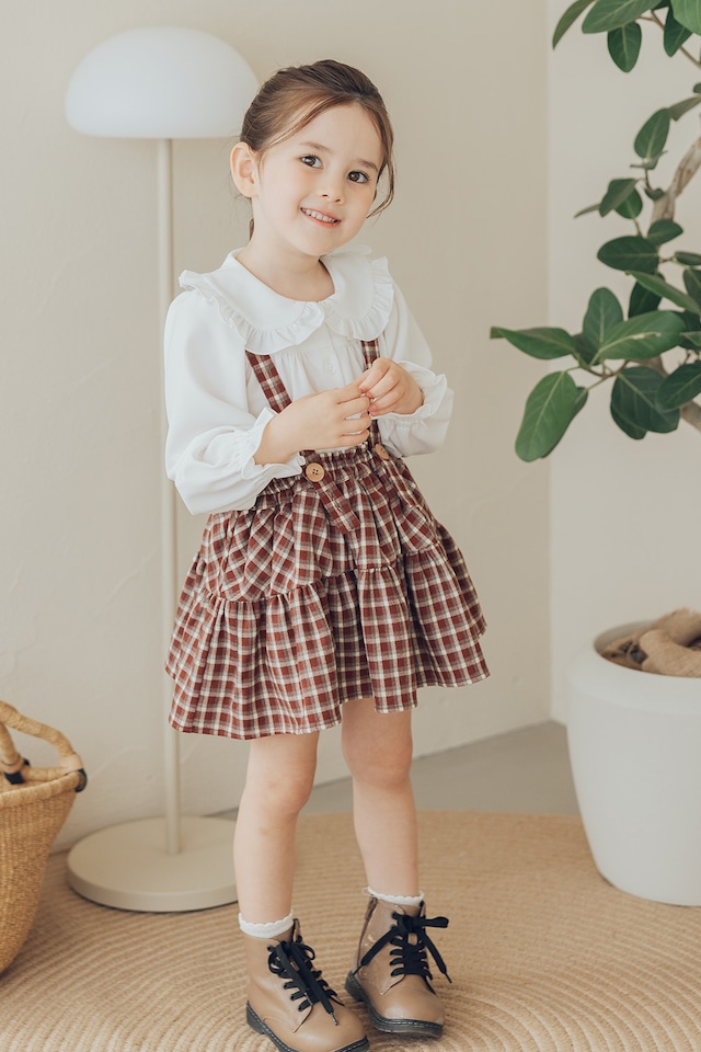 ブルマ付サスペンダーギャザースカート〈Red check〉