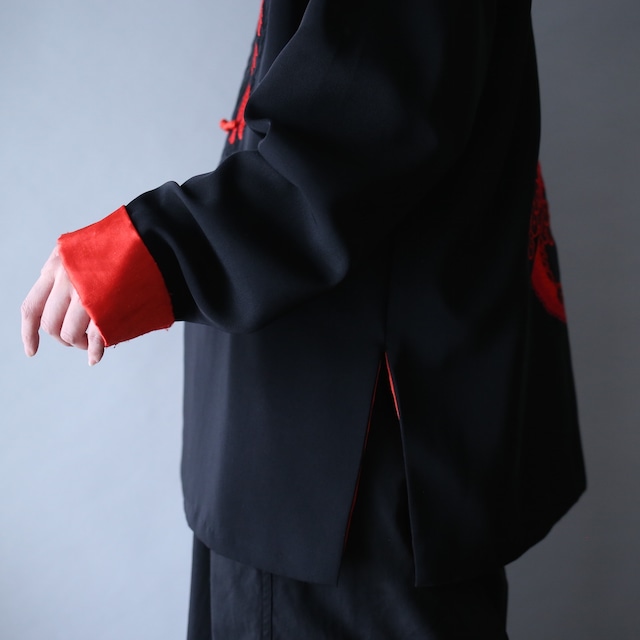 "刺繍×龍" black × red special china shirt jacket