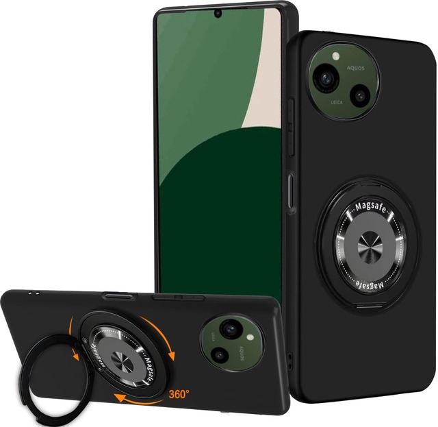 対応 AQUOS R10 / AQUOS R9 SH-51E ケース 付き 360°回転スタンド 薄型 軽量 TPU 縦横多角度 シリコン 落下防止 保護カバー ソフト 滑り止め aquos r9 SH-51E SH-M28 スマホケース ソフト 指紋防止 黄変防止 耐衝撃 アクオスR9/R10 カバー スタンド機能付き マグネット 金属ボタン 車載ホルダー