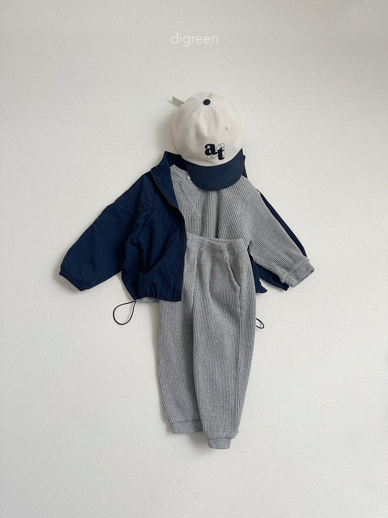 melange XXL［即納］flat waffle pants / digreen 26autumn