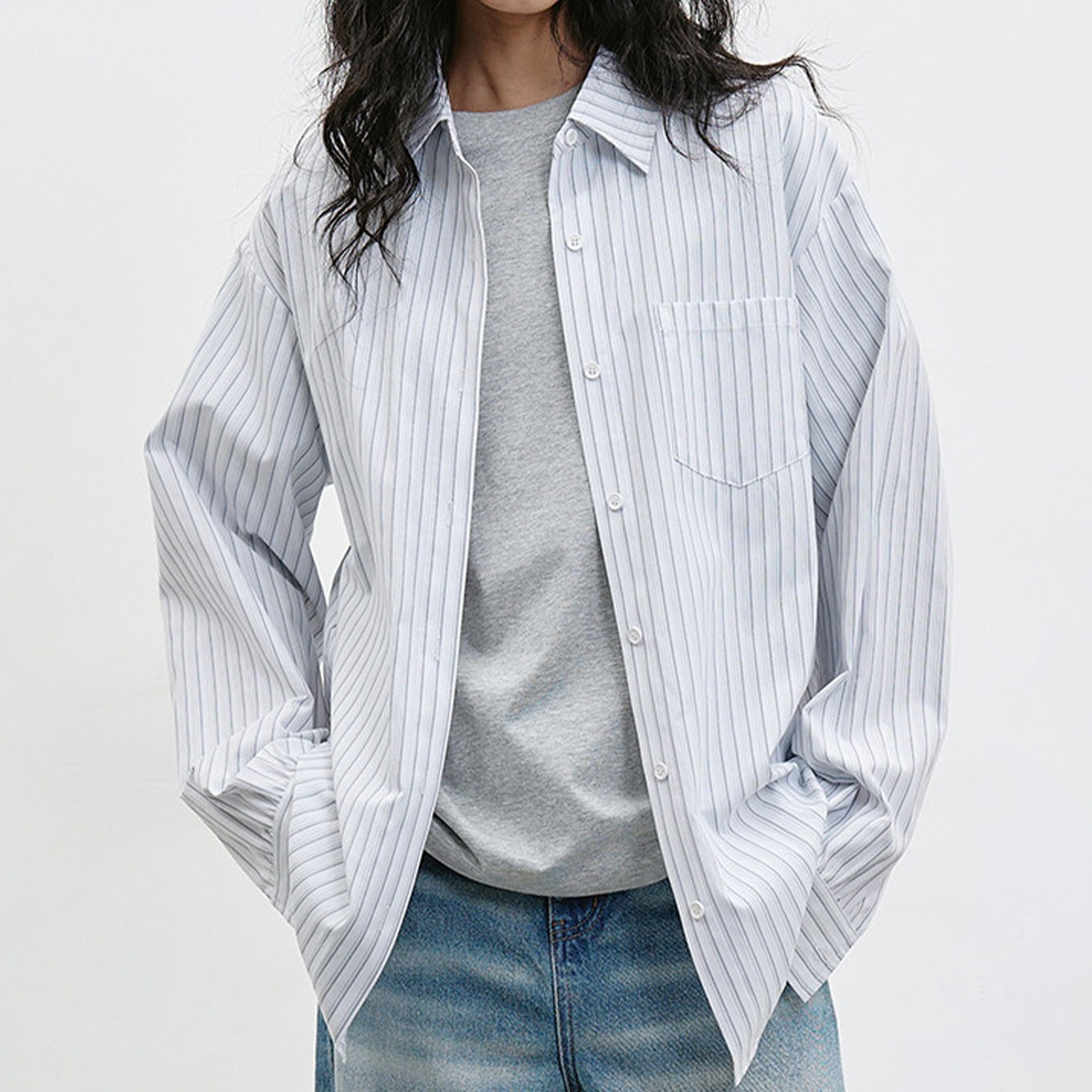 Minimal stripe over shirt A00246