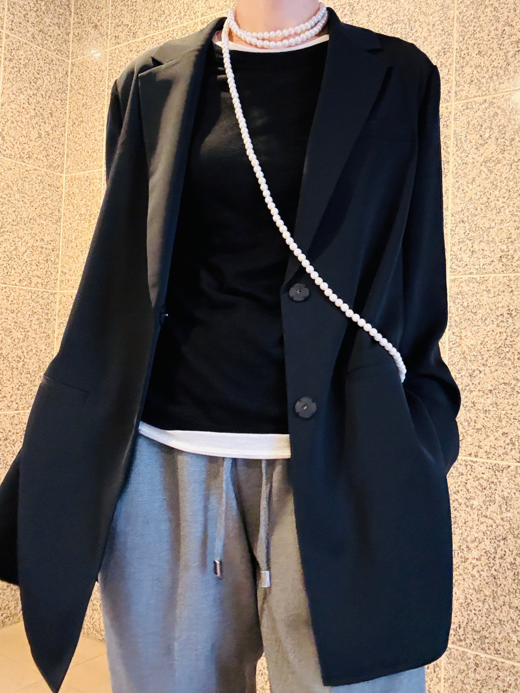 新品3e.troisiemeレイヤードセットプルオーバー　ブラック レイヤードセットプルオーバー ブラック 【 Cotton 素材 】 | 3e