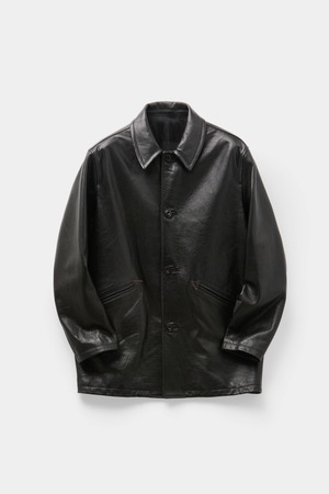 [COOR] Chevron Stitched Cow Leather Car Coat (Black) 正規品 韓国ブランド 韓国通販 韓国代行 韓国ファッション クール クーア クアー 日本 店舗