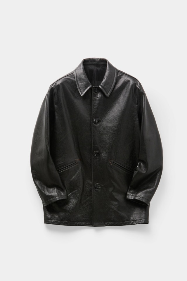 [COOR] Chevron Stitched Cow Leather Car Coat (Black) 正規品 韓国ブランド 韓国通販 韓国代行 韓国ファッション クール クーア クアー 日本 店舗