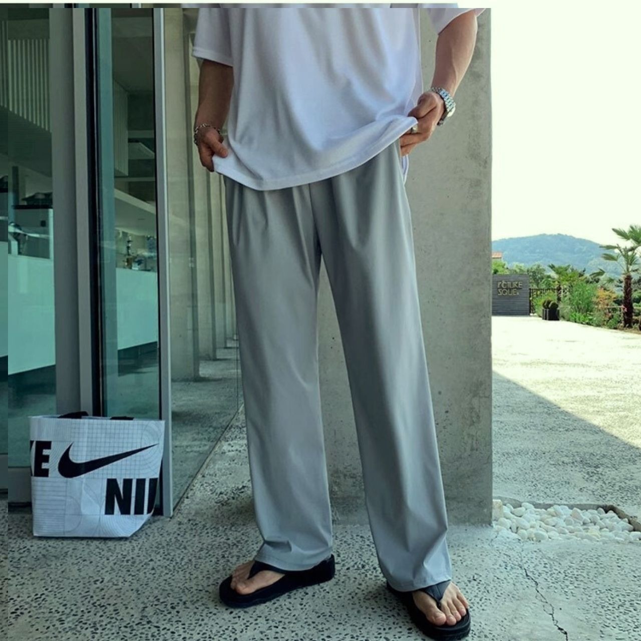 ルーズトソリッドカラーパンツ　0647