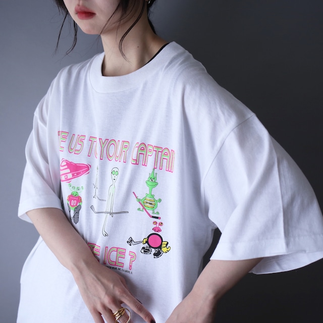 "へっぽこエイリアン" good printed over silhouette h/s tee