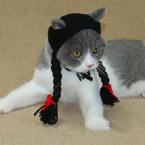 【PET】2色展開手編みニット生地コスプレウィッグ帽子