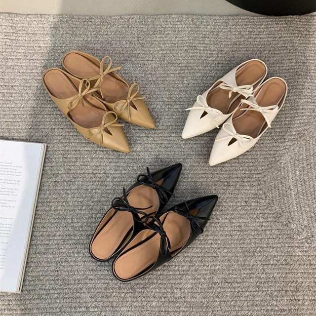 double ribbon pointed toe sandals