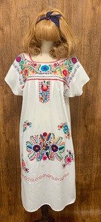 メキシカン ワンピース エスニック ヒッピー 手刺繍 ハンドメイド 刺繍 カラフル ゆったり 白 メキシコ アメリカ Usa ヴィンテージ Vintage 古着 Club723 N81 Club723