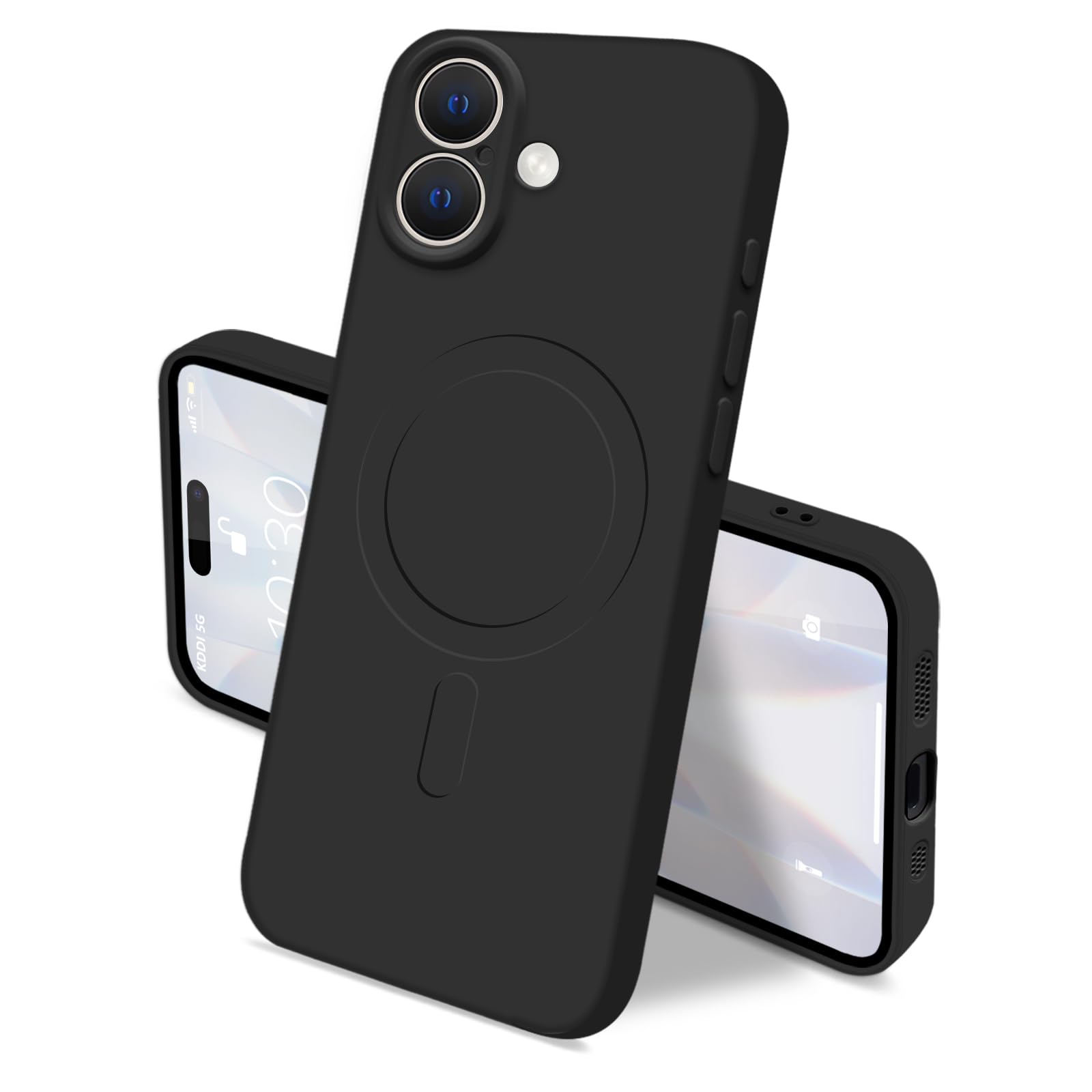 JOUMIN YAO 対応 iPhone 17 ケース マグネット搭載 シリコン 耐衝撃 ワイヤレス充電対応 ブラック