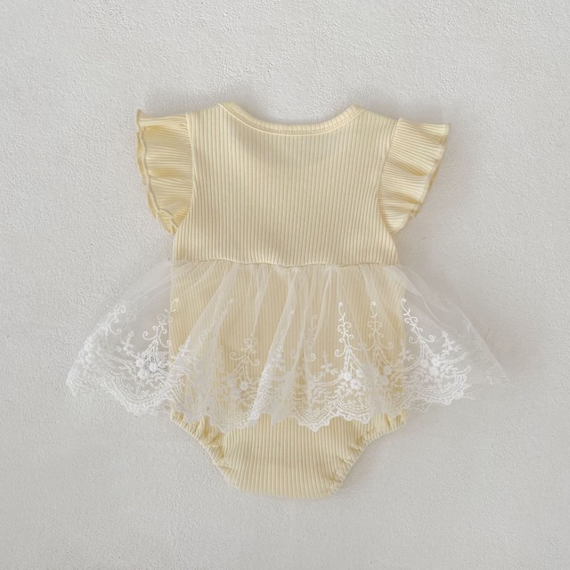 【BABY】イエローリボンチュールフリルロンパース - 10
