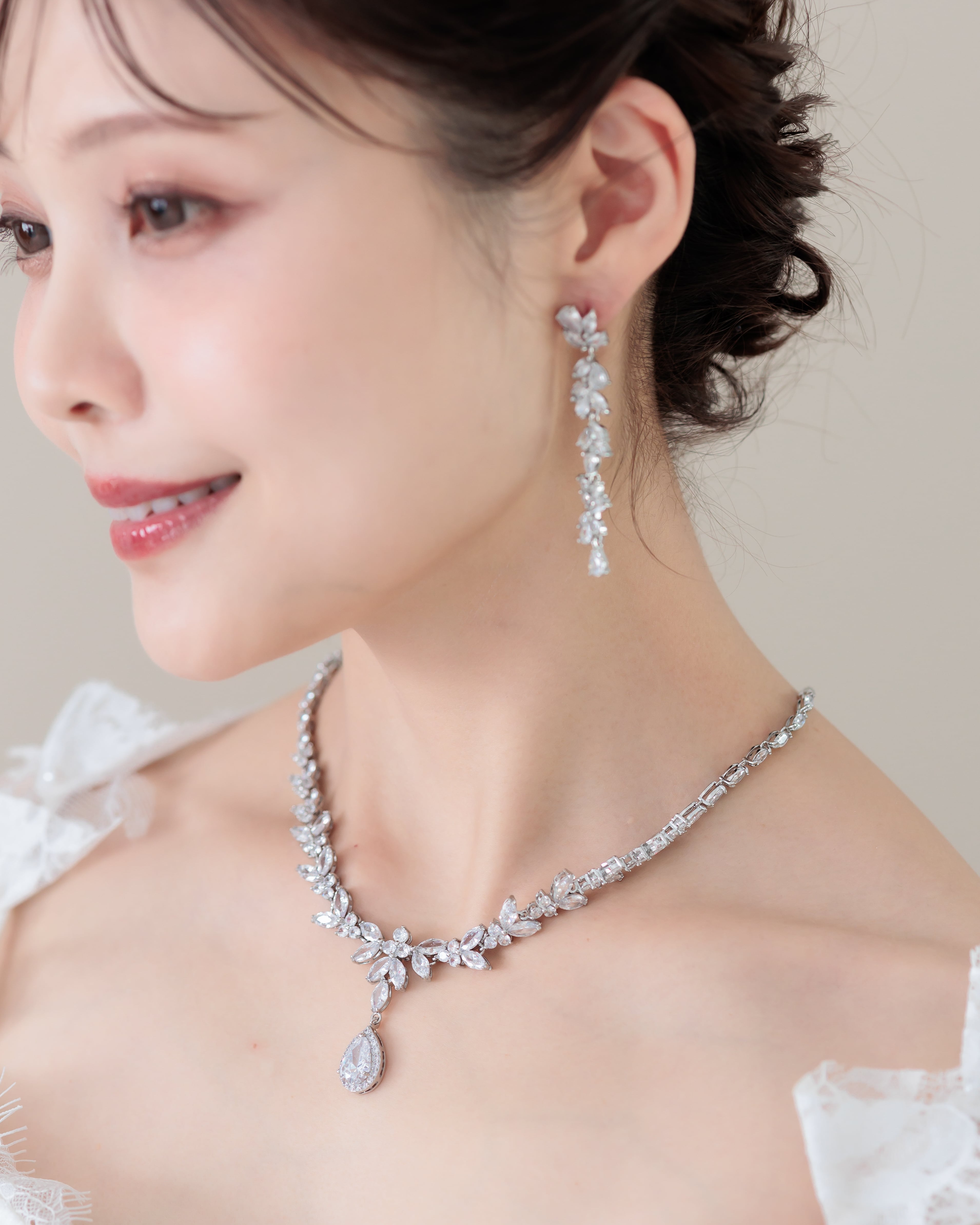 ウェディングネックレスピアスセット【NE2309-03】