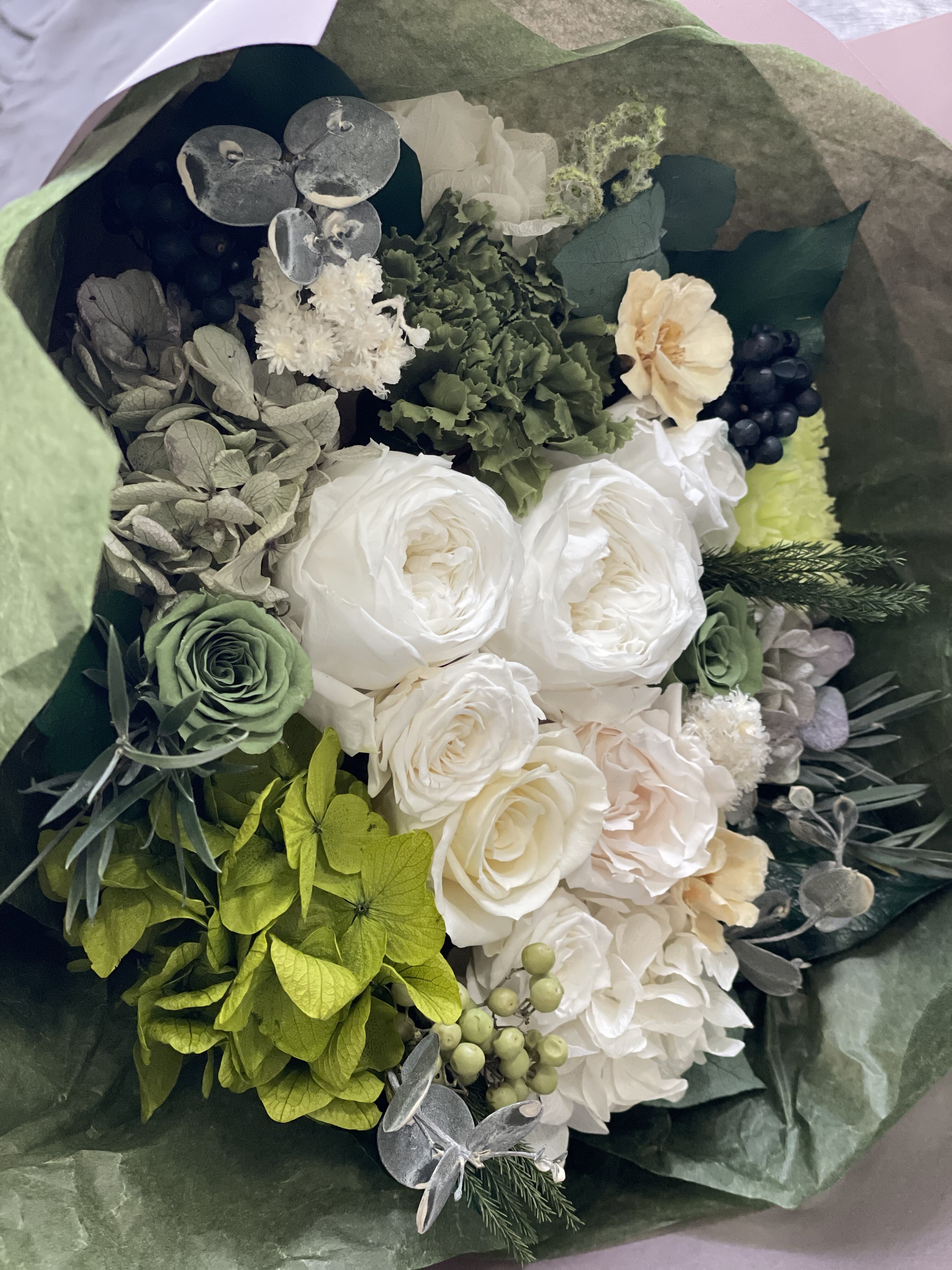 プリザーブドフラワーブーケ おまかせブーケ バラ8本 花束 プリザーブドフラワー ブーケ 両親贈呈