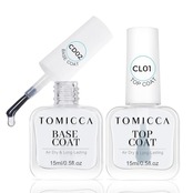 TOMICCA 速乾マニキュア、トップコートベースコート2本セット、速乾ピーラブルマニキュア、水性透明ベースコート、ナチュラルナチュラル艶トップコート、カラーマニキュアと合わせて使用??可能 15ml×2