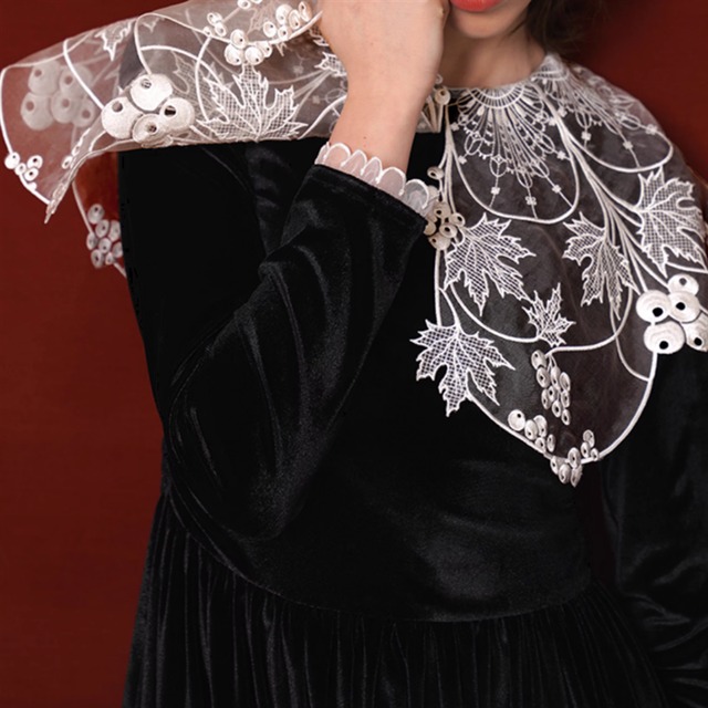 ビックカラーベルベットワンピース　10963