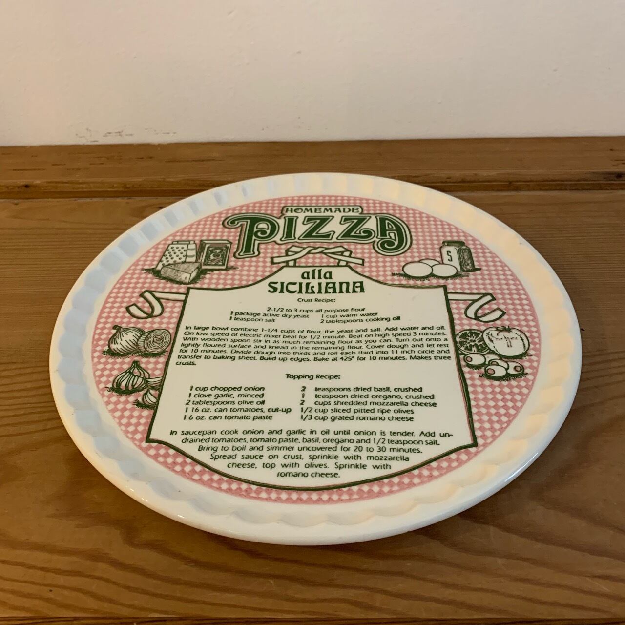 お値下げ　超希少 年代物　Vintage レトロなピザプレート　ピザ ビンテージ プレート Vintage Pizza Recipe Plate Royal China社