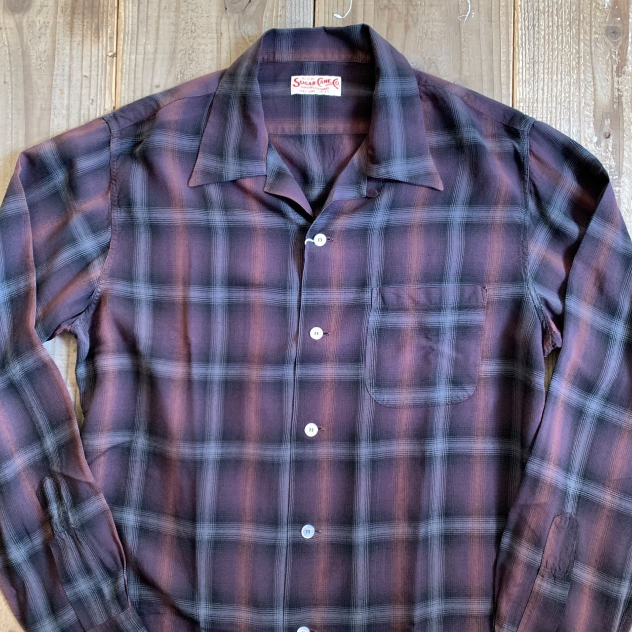 SUGAR CANE RAYON OMBRE CHECK OPEN SHIRT | Jeans Shop 3rd Down