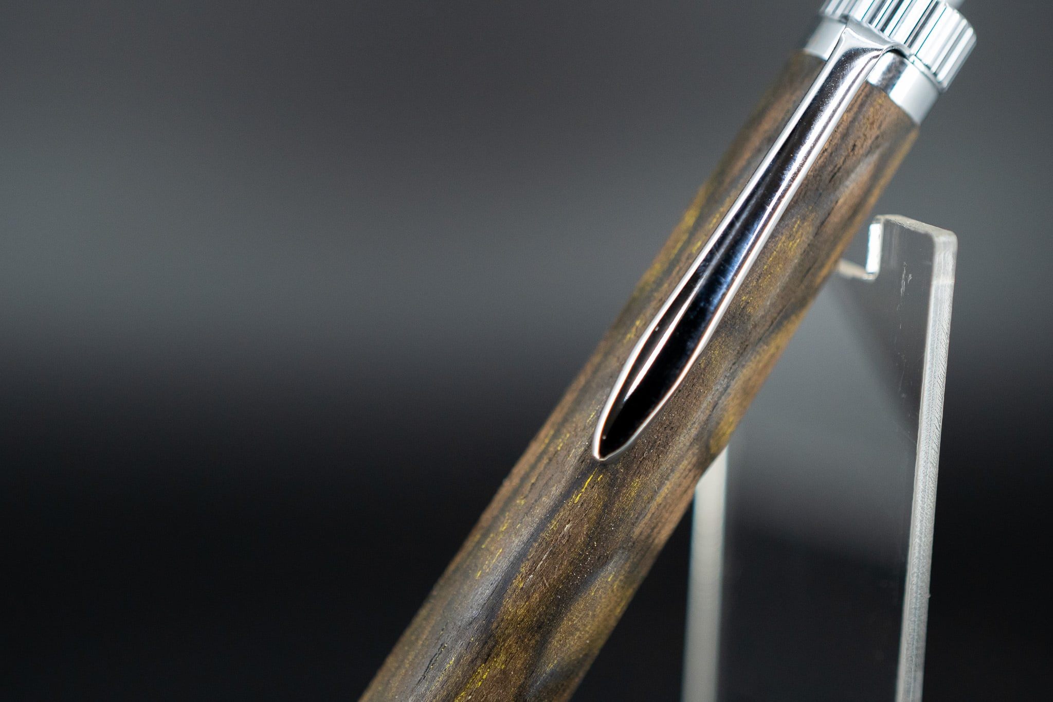 【魅惑の黒い紋様】黒柿 孔雀杢 極上 silver MP