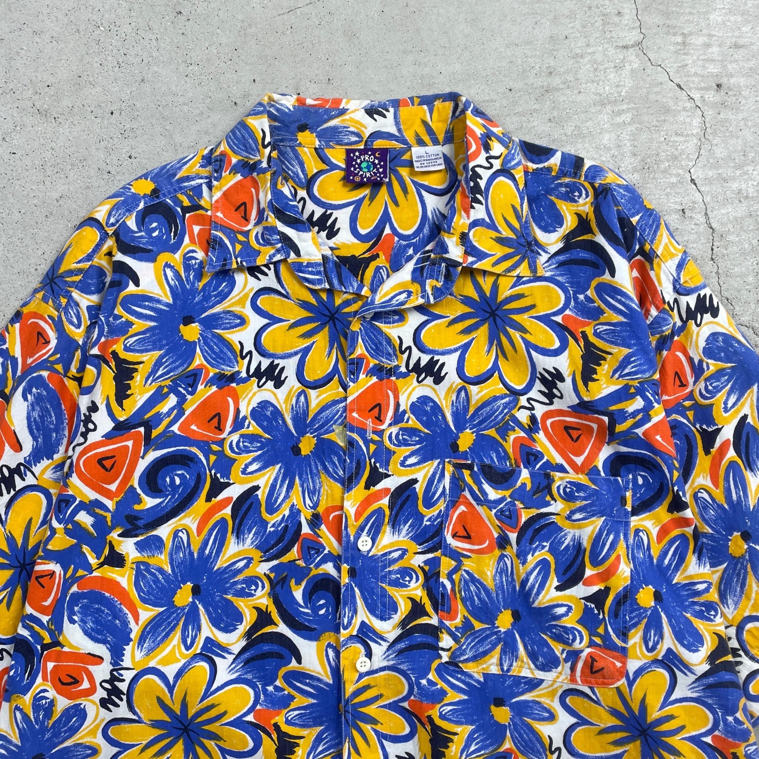 90年代 PRO SPIRIT アロハシャツ 花柄シャツ フラワーパターン メンズL 