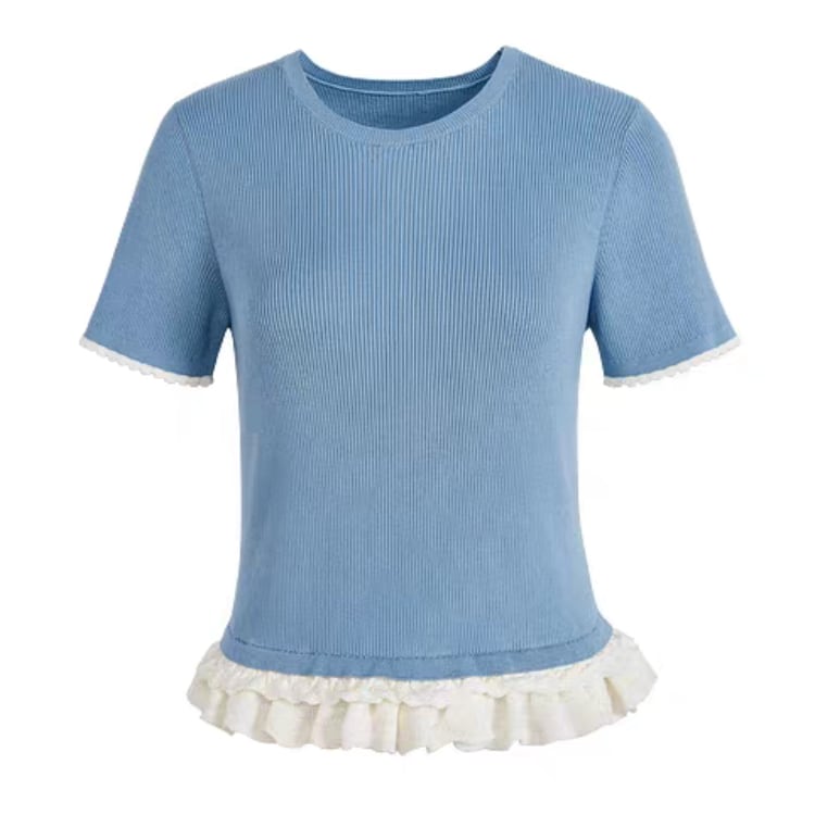 Ruffled ribbed knit【4col】00071