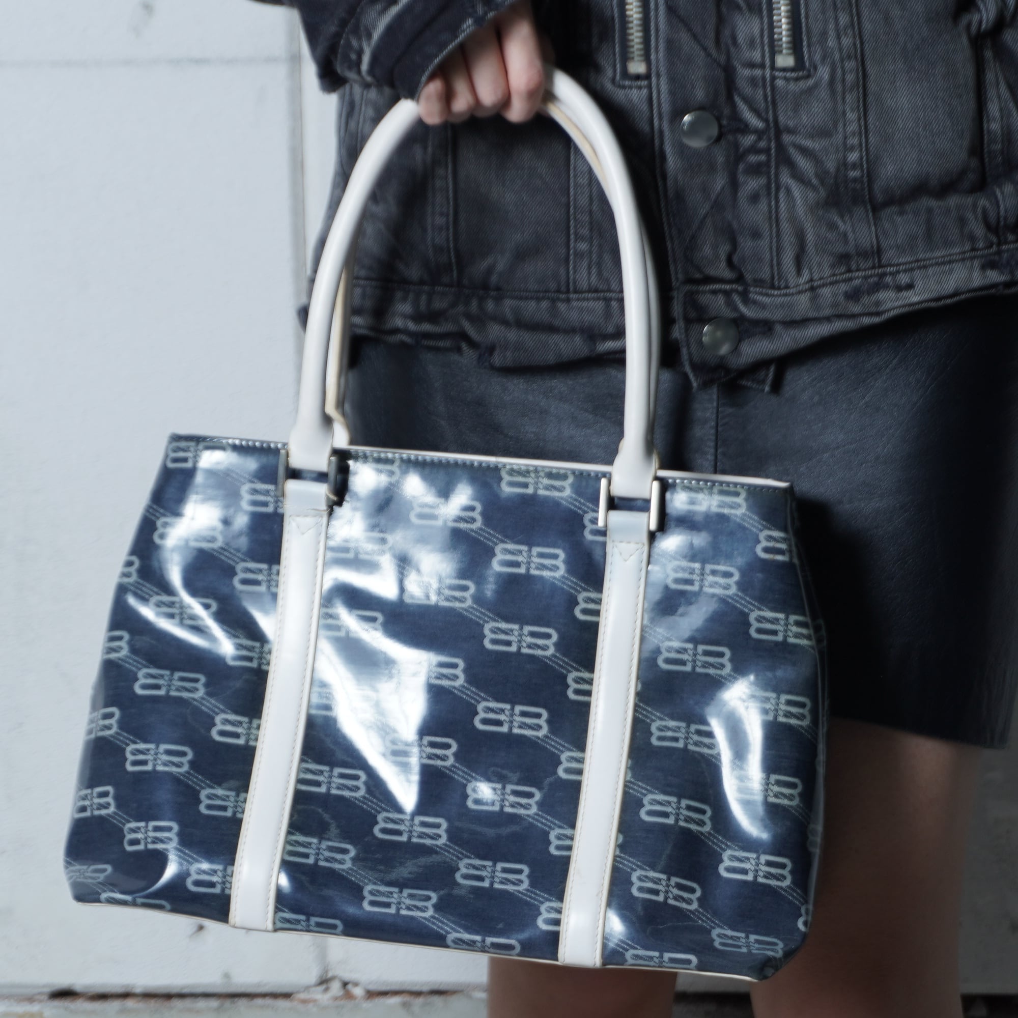 BALENCIAGA キャンバス×レザー トートバッグ BALENCIAGA ハンドバッグ 