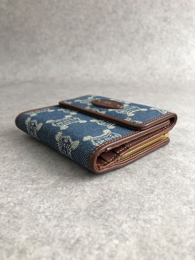 CELINE セリーヌ 財布 インディゴ ロゴ キャンバス 3つ折り財布 vintage ヴィンテージ オールド ddcaau