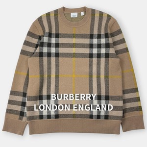 BURBERRY LONDON ENGLAND バーバリー ロンドン イングランド 22AW カシミヤ ニット セーター ノバチェック 8054920 ベージュ系 トップス / J&NREUSE メンズ トップス