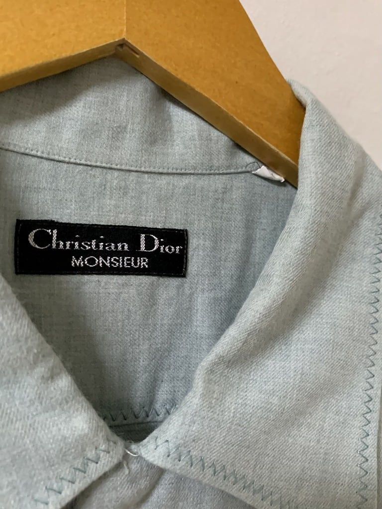 1980~90's Stitched Design Long Sleeve Shirt "Christian Dior"